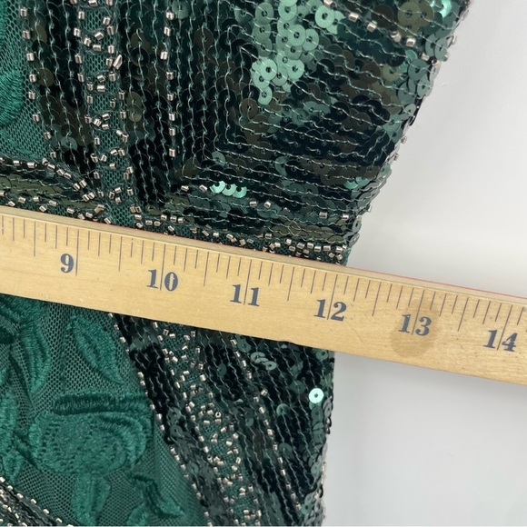 Lulus Spread Your Shine Emerald Green Sequin Embroidered Bodycon Dress Sz XS - Picture 8 of 11